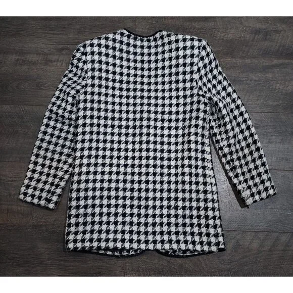 Blazer Houndstooth Retro Plymouth Size 6 Ornate Gold Buttons Professional Wear - Picture 14 of 14